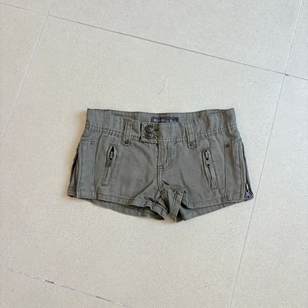 카키 y2k 지퍼 핫팬츠