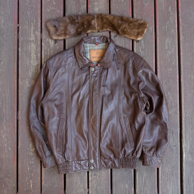 ANTONOVICH 가죽 자켓 브라운 퍼 카라