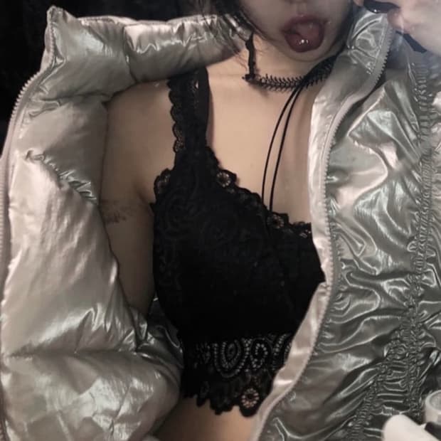 나체 리버시블 패딩 실버