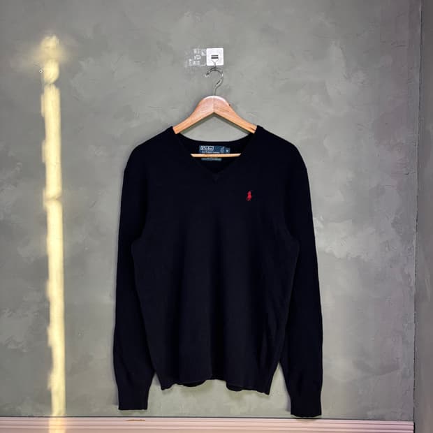 폴로 랄프로렌  램스울 브이넥 니트 네이비