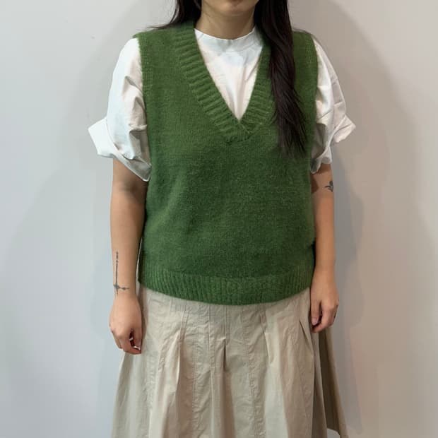빈티지 그린 헤어리 베스트
