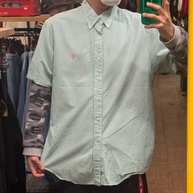 [HI] 폴로 랄프로렌 반팔셔츠 그린 시어서커