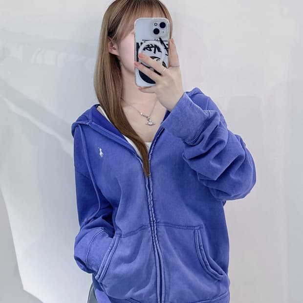 폴로랄프로렌 qr 화이트포니 워싱 후드집업