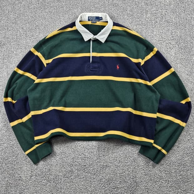 폴로랄프로렌 크롭 커스텀 스트라이프 럭비티셔츠 ( 2XL ) / 9959