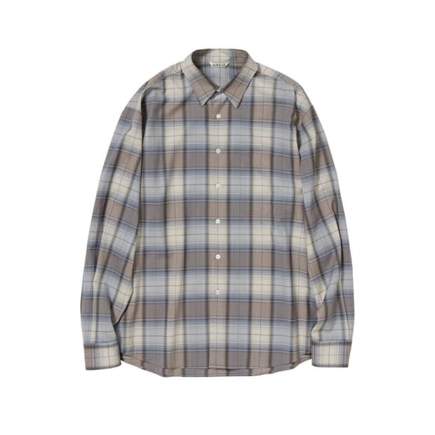 [4] 오라리 26ss 슈퍼 라이트 울 체크셔츠 블루 그레이