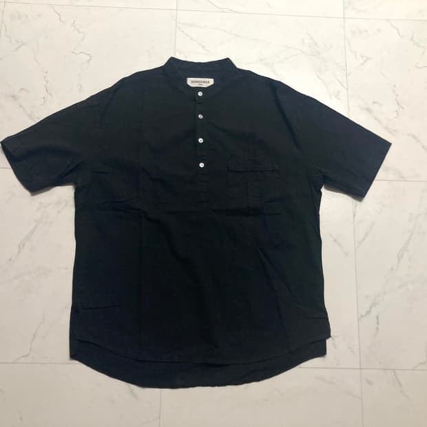 (거의 새것)동신사 차이나카라 헨리넥 린넨 반팔 셔츠 105