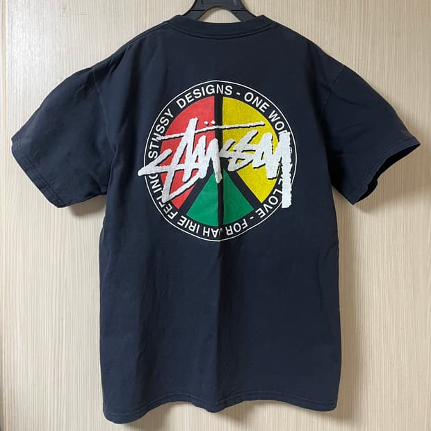 00s 스투시 자메이카 피스 백로고 반팔 티셔츠 올드스쿨 빈티지