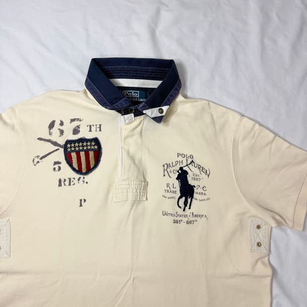폴로 랄프로렌 빅포니 성조기 카라티 아이보리