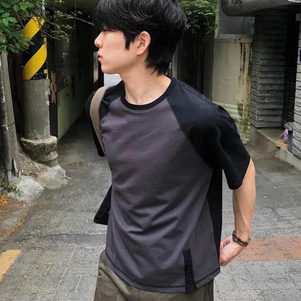 미세키서울 투톤 렝글런 반팔(블랙)