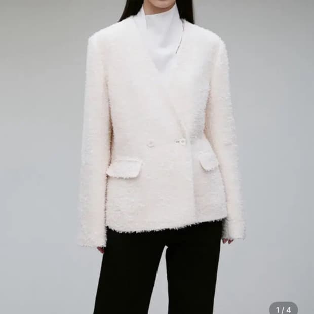 리이 WOOL BLEND COLLARLESS JACKET