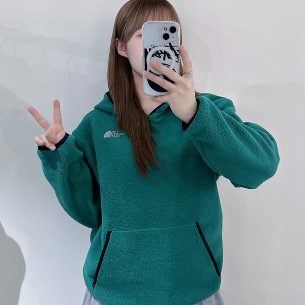 노스페이스 그린 플리스 후드