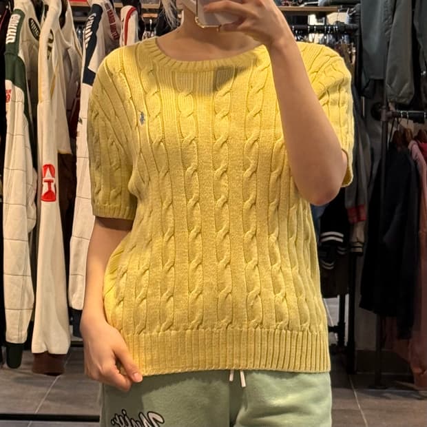 [NO.9] 폴로 꽈배기 반팔 니트 옐로우