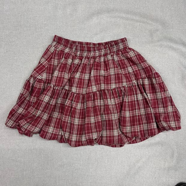 Red Check Balloon Skirt