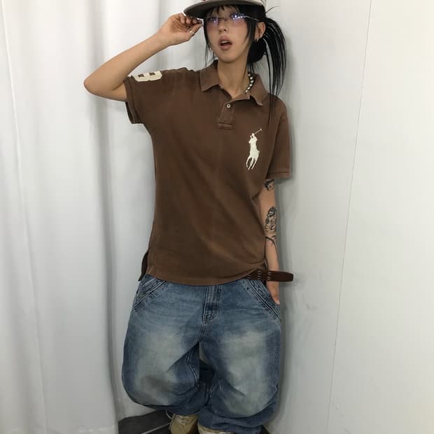 폴로 빅포니 브라운 피케 티셔츠 ( 레어 )