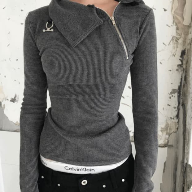 쿄이 애이시매트릭 집업티 차콜