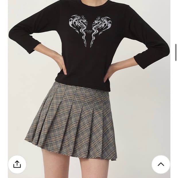 큐리티 METALLIC CHECK PLEATS SKIRT(실사)