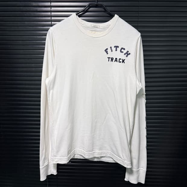 아베크롬비 피치 화이트 흰색 긴팔 롱슬리브리스 티셔츠 M 95 패치 로고