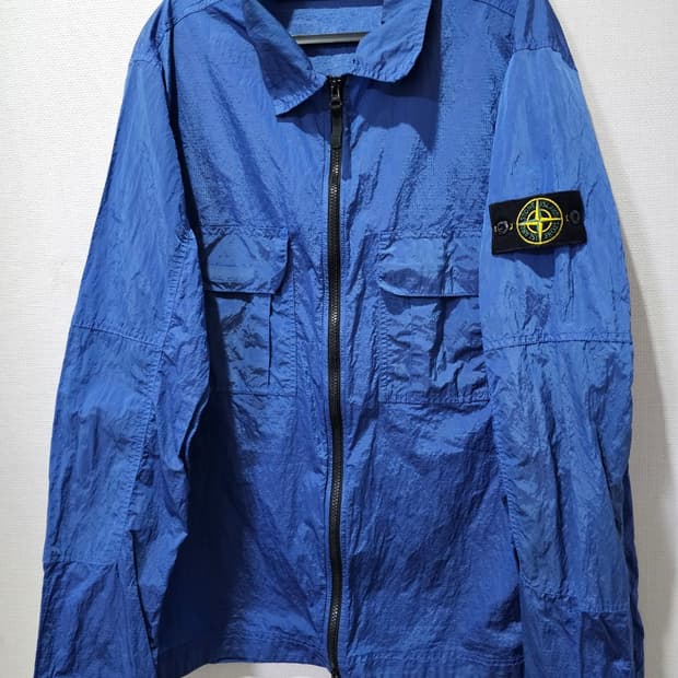 정품 스톤아일랜드 블루 나일론메탈 오버셔츠 나일론메탈 자켓 105 / X