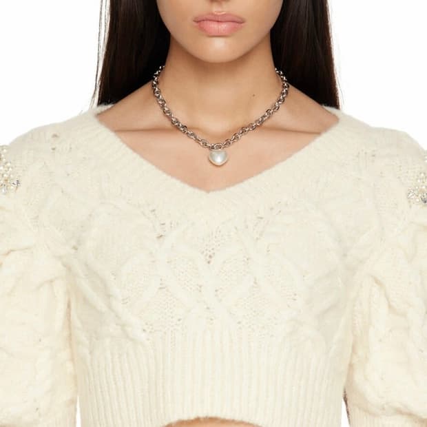 Simone rocha 체인 하트 진주 목걸이