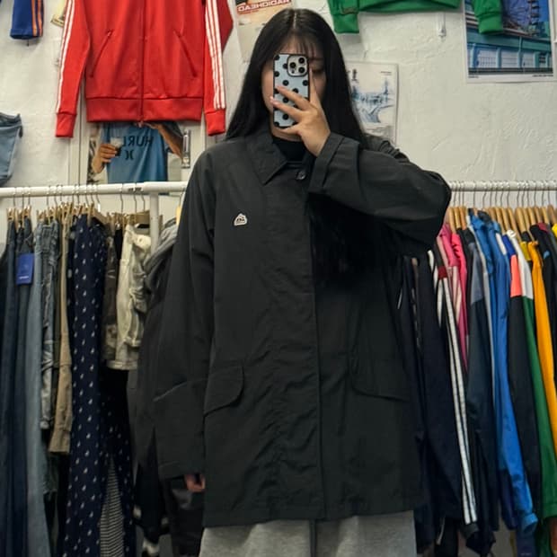 Lee 리 헌팅 블랙 롱 나일론 코치자켓 M