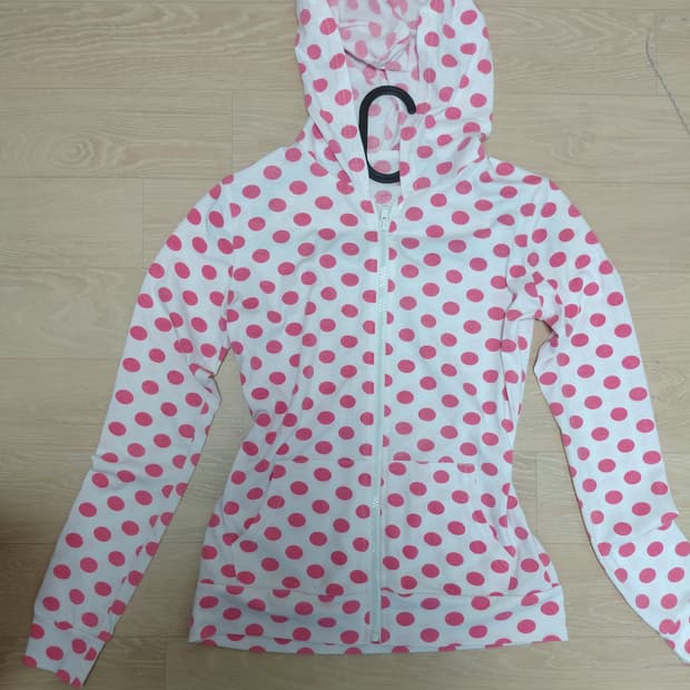 Y2K 볼드 핑크 도트/땡땡이 슬림핏 후드집업