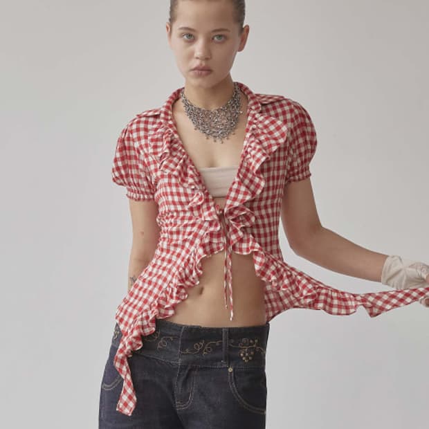 스컬프터 cottage blouse red