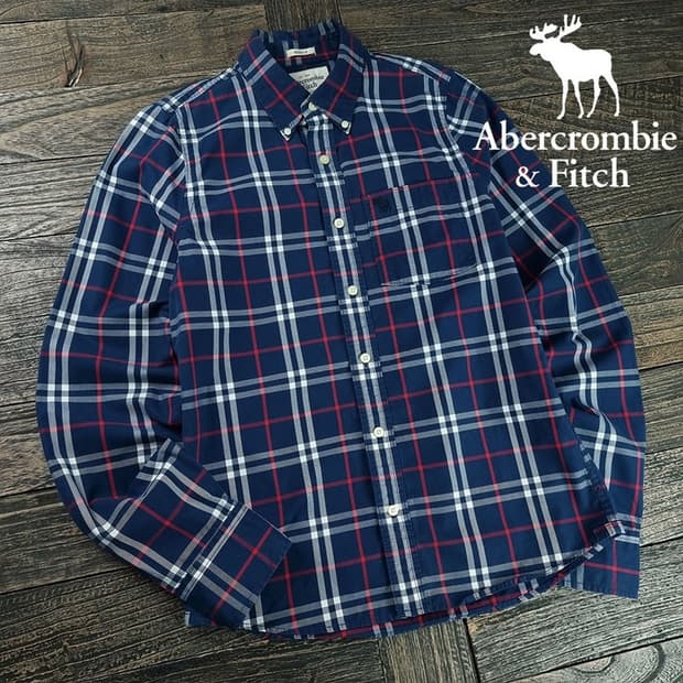 [아베크롬비] 로고 자수 빈티지 체크 셔츠 M19896