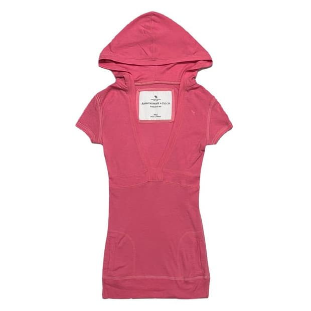 ABERCROMBIE y2k 브이넥 후드 반팔 니트 S