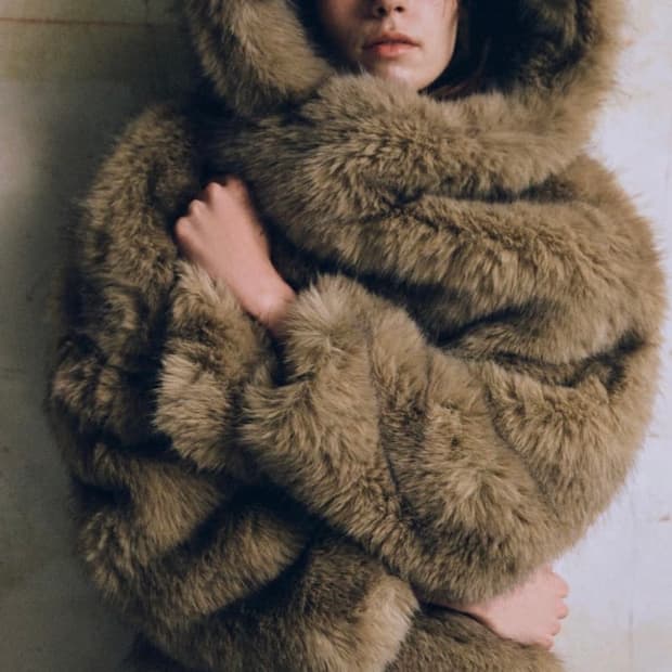 자라 퍼 후드 코트 s 