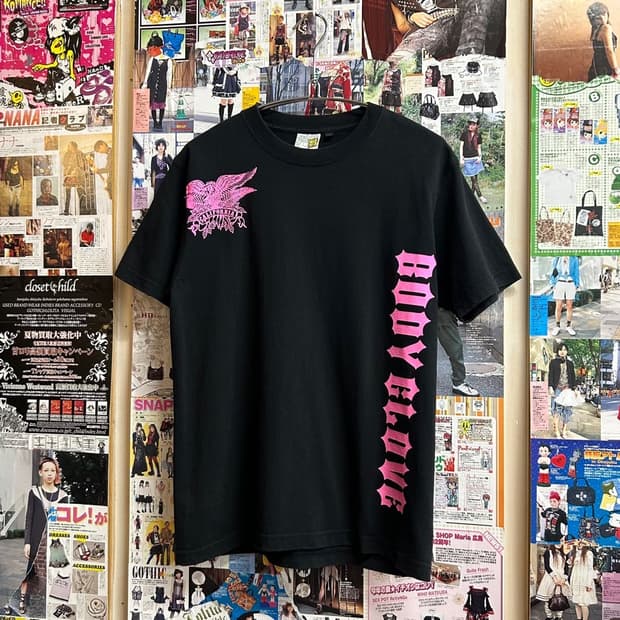 JPN 바디 글러브 핑크 프린팅 반팔