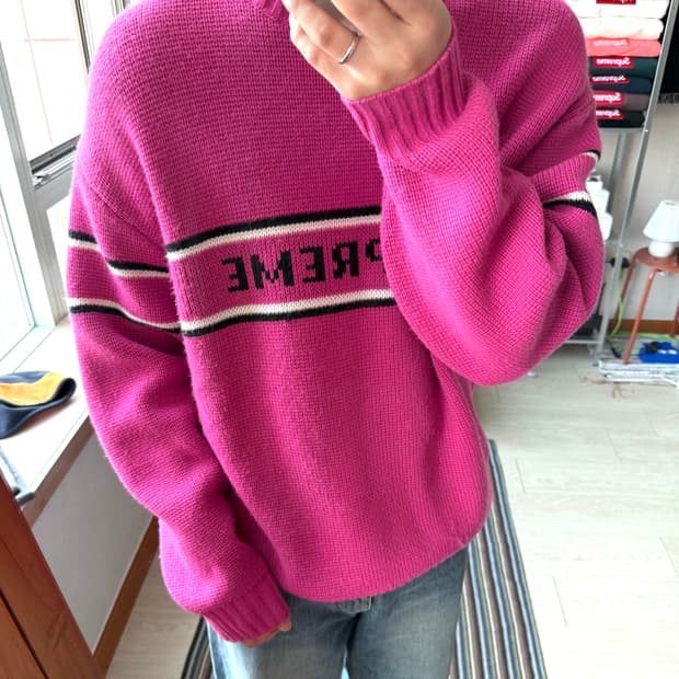 슈프림 체스트 스트라이프 니트 스웨터