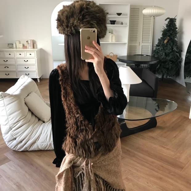 vintage brown fur vest