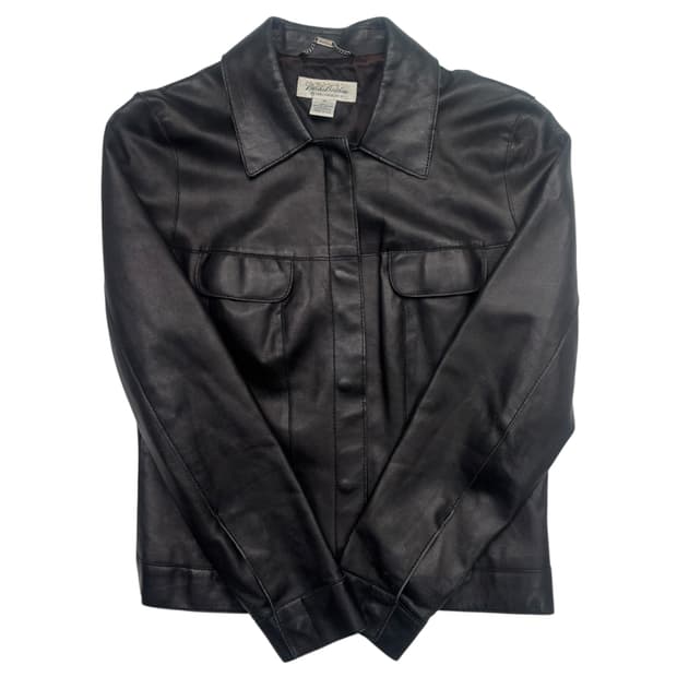 브룩스 브라더스 빈티지 블랙 레더 자켓 XS
