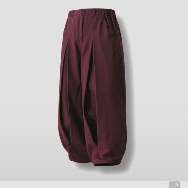 앵글런 long tuck wing balloon pants 버건디