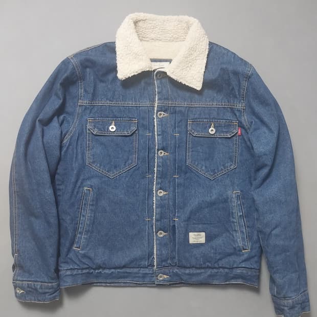 [XL] 더스토리 18FW 워싱 데님 셰르파 자켓