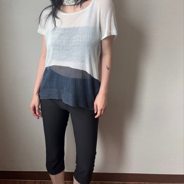 Vintage Color Block Knit Top