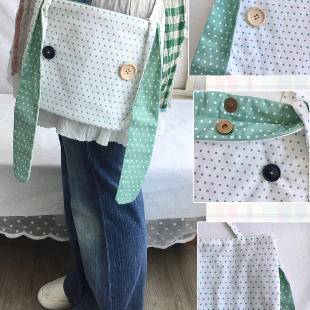 [HANDMADE] 핸드메이드 민트 도트 토끼 크로스백 모리걸