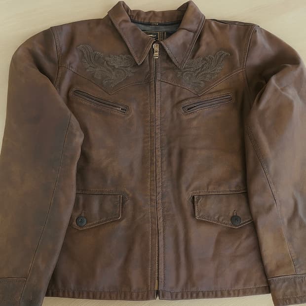 RRL 웨스턴 엠브로이디드 레더 자켓