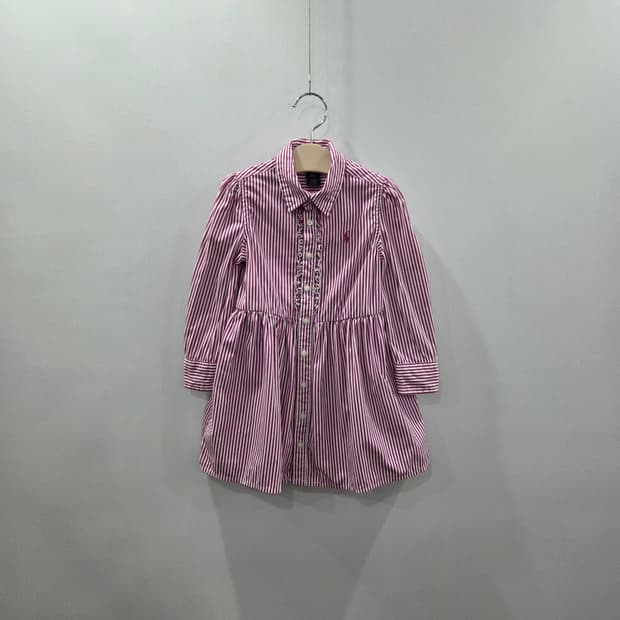 폴로랄프로렌 여아 스트라이프 셔츠 원피스 3T