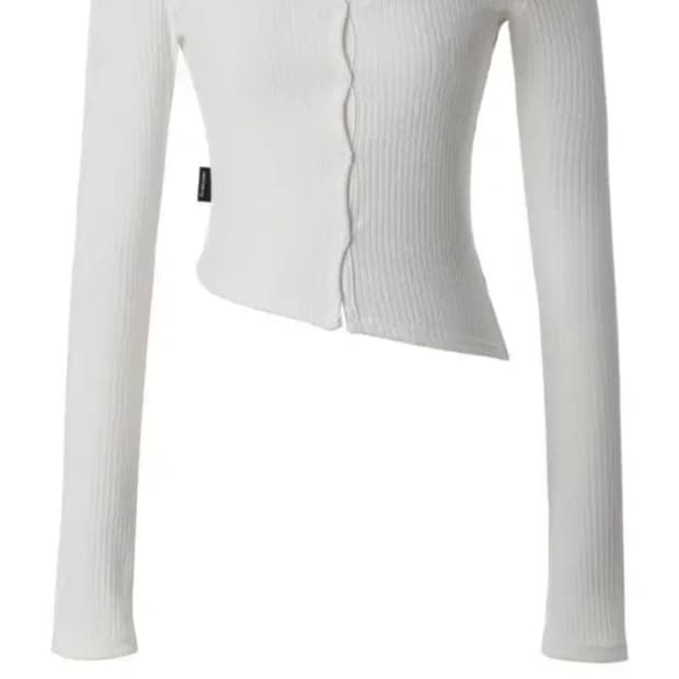 쓰리타임즈 원숄더 버튼티 화이트