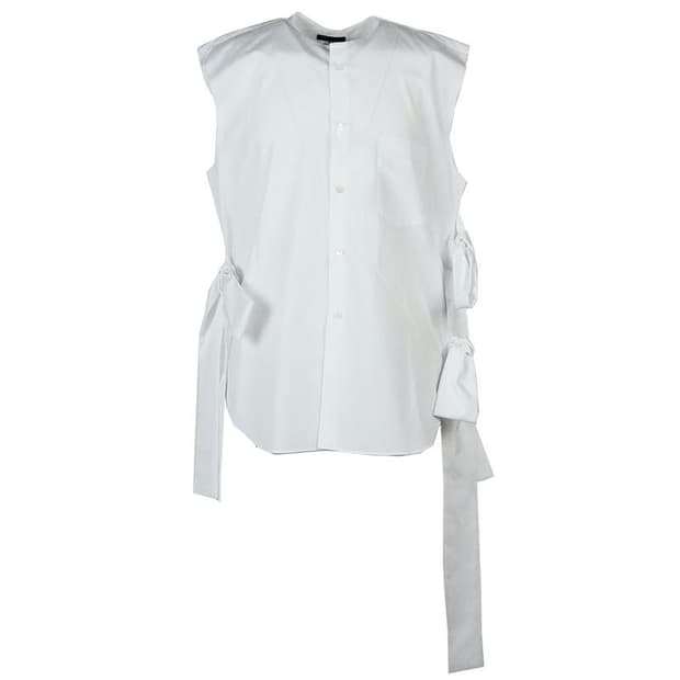 25ss 꼼데가르송 옴므플러스 슬리브리스 리본 화이트 블라우스 s