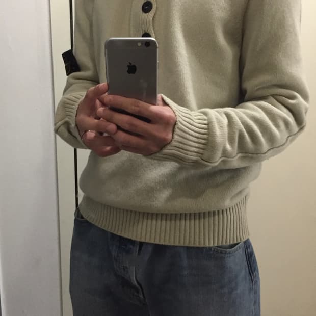 급처 스톤아일랜드 반집업 니트 S 아이보리 /6715508A3