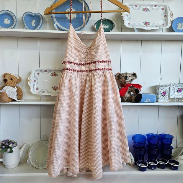 LEST ROSE체크 리본 원피스