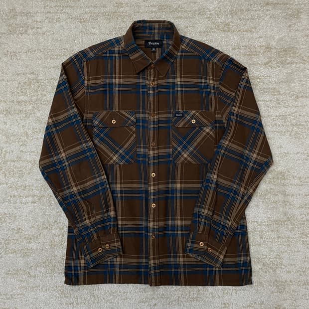[M] 브릭스톤 플란넬 긴팔 체크 셔츠 브라운