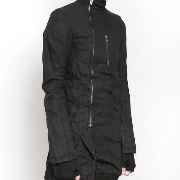 LENTRIAN Diagonal Linen Coat Jacket
