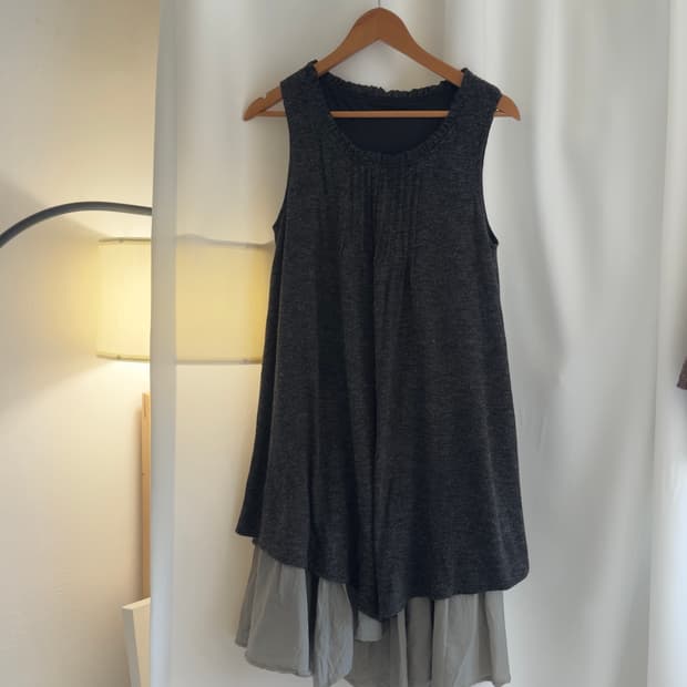 [AIRY] layered knit dress