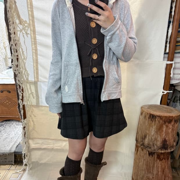 en face lace hoody zipup