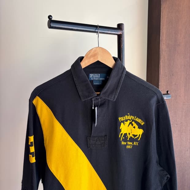 16095 - 폴로 랄프로렌 블랙 빅로고 럭비티