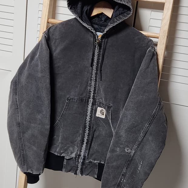 칼하트 J06 흑청 샌드스톤 워크 후드 자켓