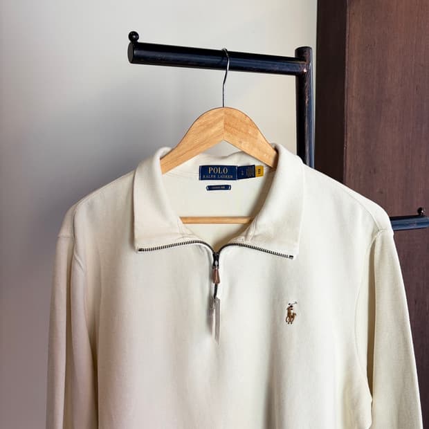 15762 - 폴로 랄프로렌 아이보리 반집업 니트